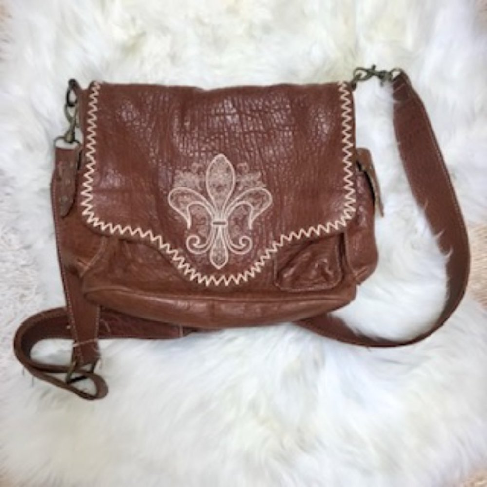 Fleur-de-lis Royal Plush Leather Bag